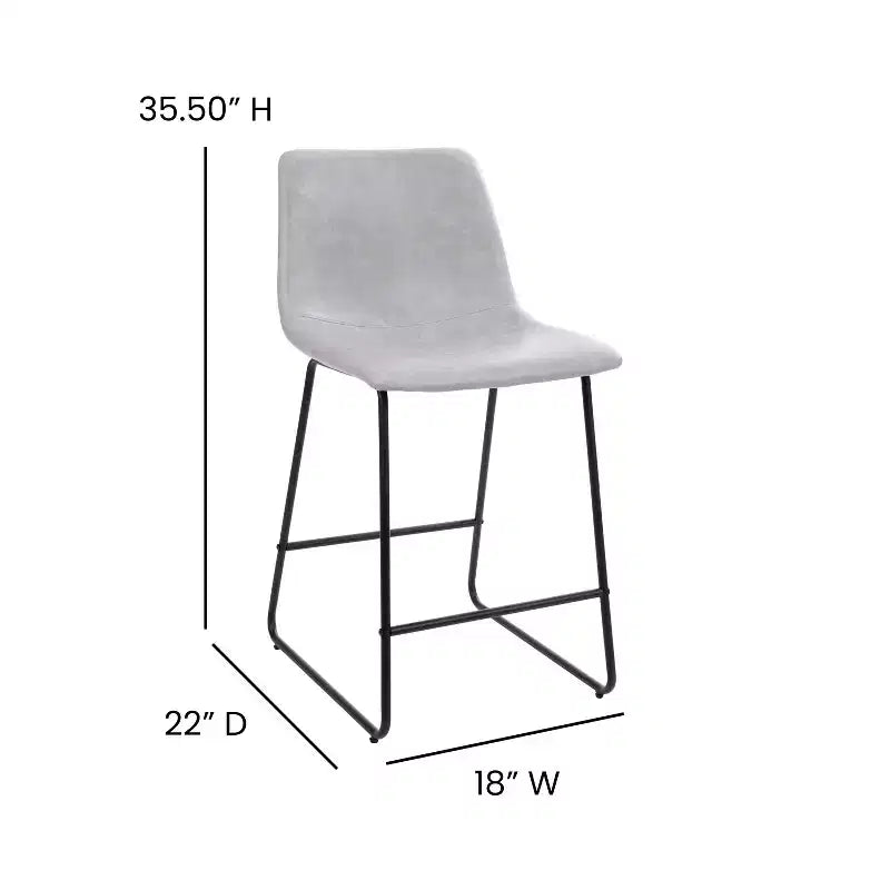 Merrick Lane 24 inch Faux Counter Height Bucket Seat Stools, Set of 2