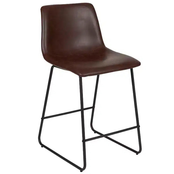 Merrick Lane 24 inch Faux Counter Height Bucket Seat Stools, Set of 2