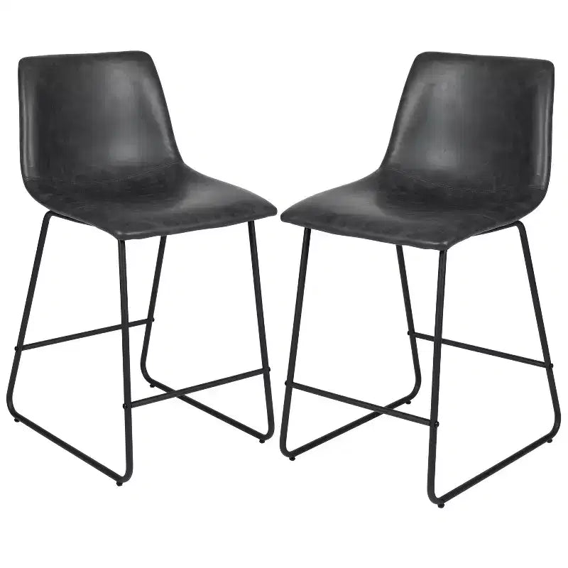 Merrick Lane 24 inch Faux Counter Height Bucket Seat Stools, Set of 2