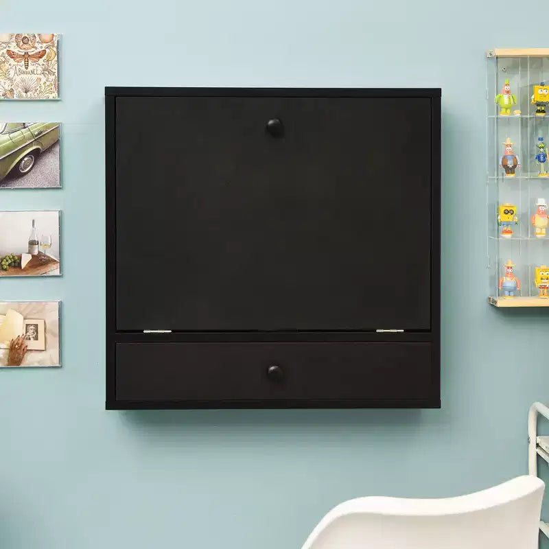 Costway Wall Mounted Folding Laptop Desk Hideaway Organizer Storage Space Saver White/Brown/Black
