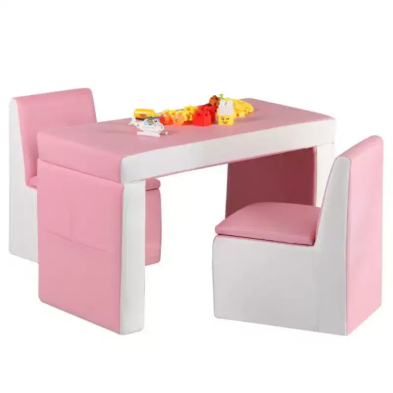 Costway Multi-functional Kids Sofa Table Chair Set 2 Seat Couch Furniture W/Storage Box
