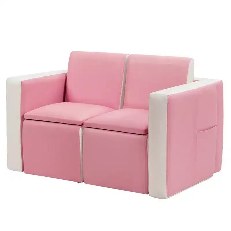 Costway Multi-functional Kids Sofa Table Chair Set 2 Seat Couch Furniture W/Storage Box