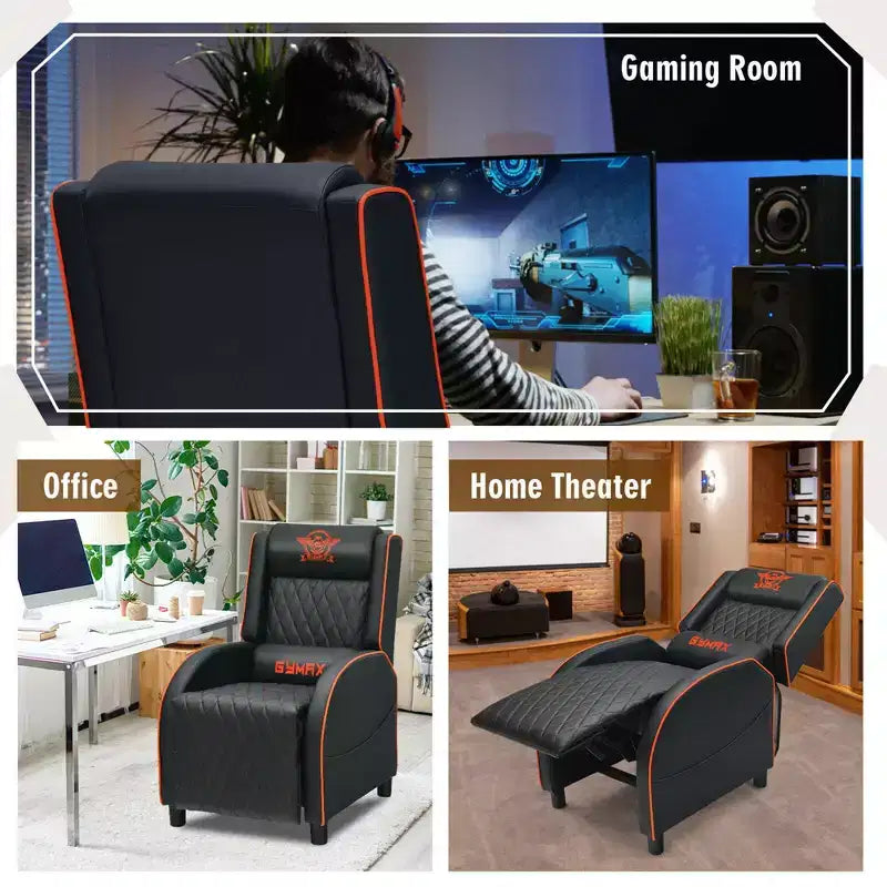 Costway Massage Gaming Recliner Chair Leather Single Sofa Home Theater Seat