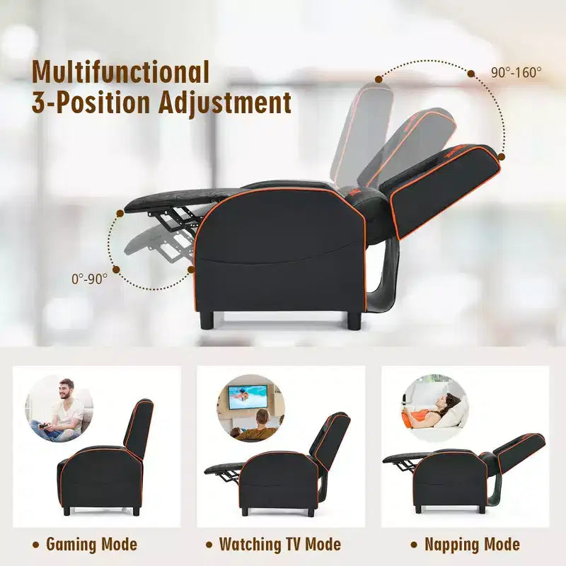 Costway Massage Gaming Recliner Chair Leather Single Sofa Home Theater Seat