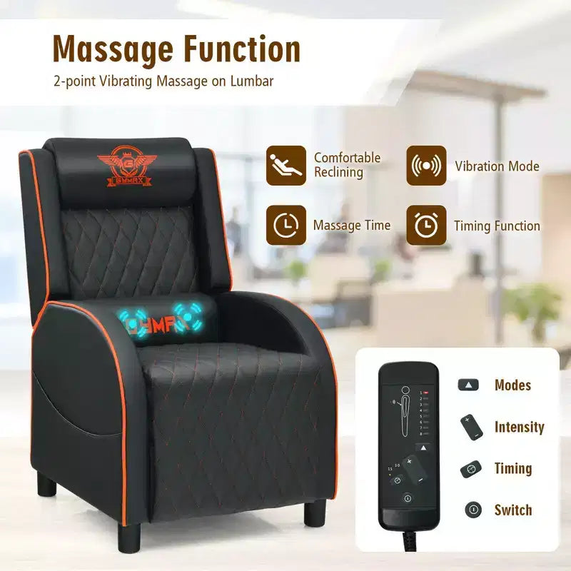 Costway Massage Gaming Recliner Chair Leather Single Sofa Home Theater Seat