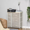 HOMCOM 7-Drawer Dresser Storage Tower Cabinet Organizer Unit, Easy Pull Fabric Bins with Metal Frame for Bedroom, Closets, Light Gray