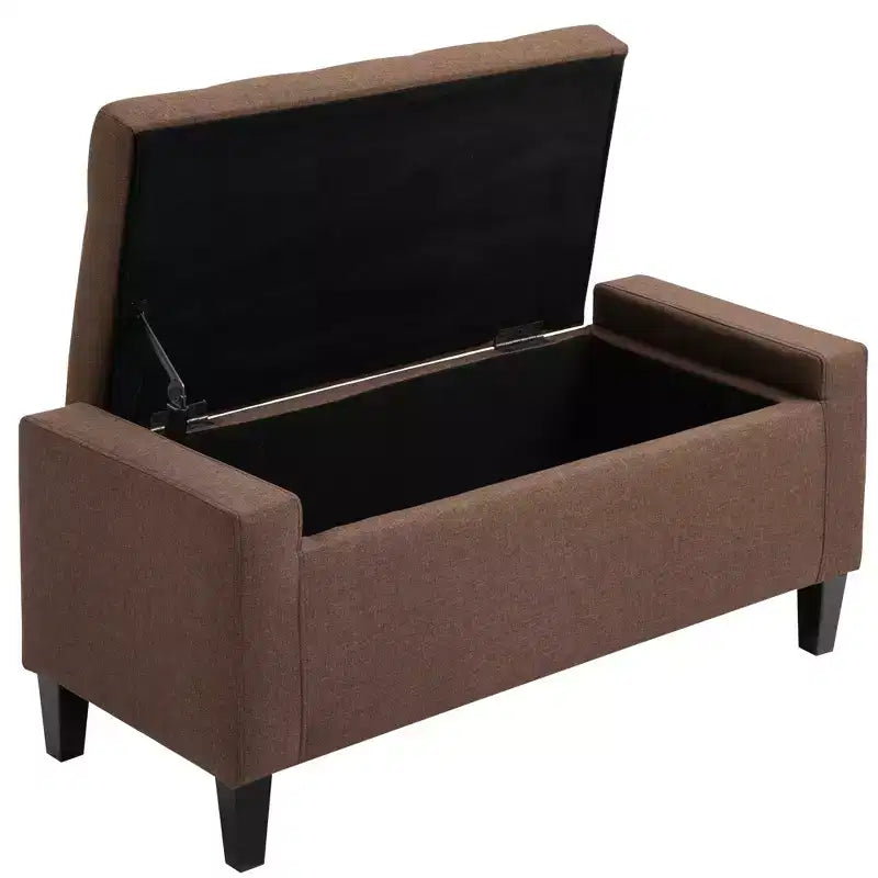 HOMCOM Linen Storage Ottoman Bench Lift Top Tufted Rectangle Ottoman for Living Room, Entryway, or Bedroom