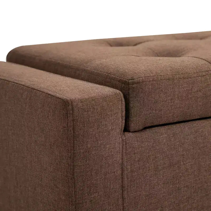 HOMCOM Linen Storage Ottoman Bench Lift Top Tufted Rectangle Ottoman for Living Room, Entryway, or Bedroom