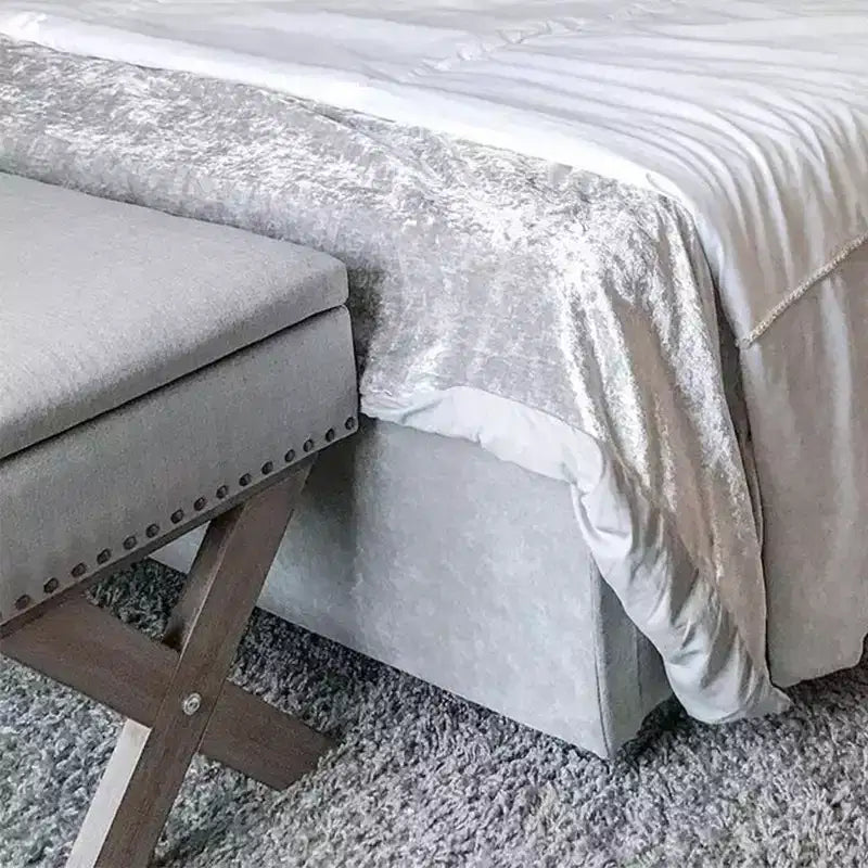 HOMCOM 35.75 Rectangle Fabric Shoe Bench Storage Ottoman with Soft Sponge Cushion, for Living Room, Entryway, or Bedroom, Gray