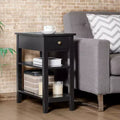Costway 3 Tier Nightstand Bedside Table Sofa Side End Table w/Double Shelves Drawer Black