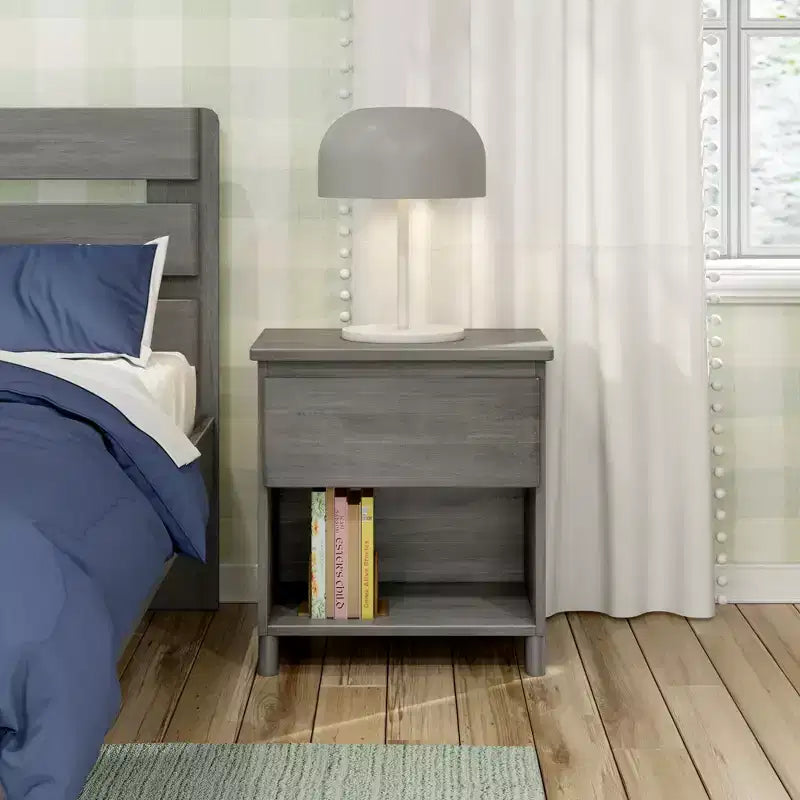 Max & Lily Nightstand, Solid Wood Bedside Side Tables with Storage Drawer for Bedroom