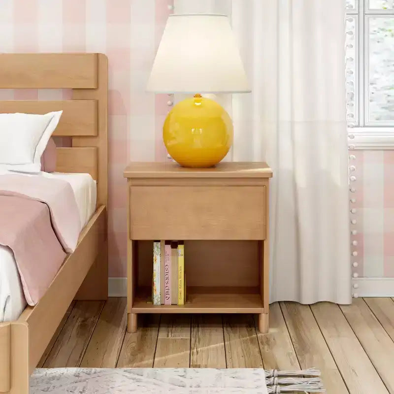 Max & Lily Nightstand, Solid Wood Bedside Side Tables with Storage Drawer for Bedroom