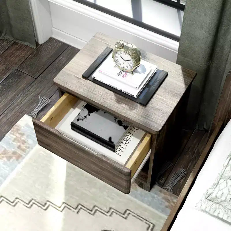 Max & Lily Nightstand, Solid Wood Bedside Side Tables with Storage Drawer for Bedroom