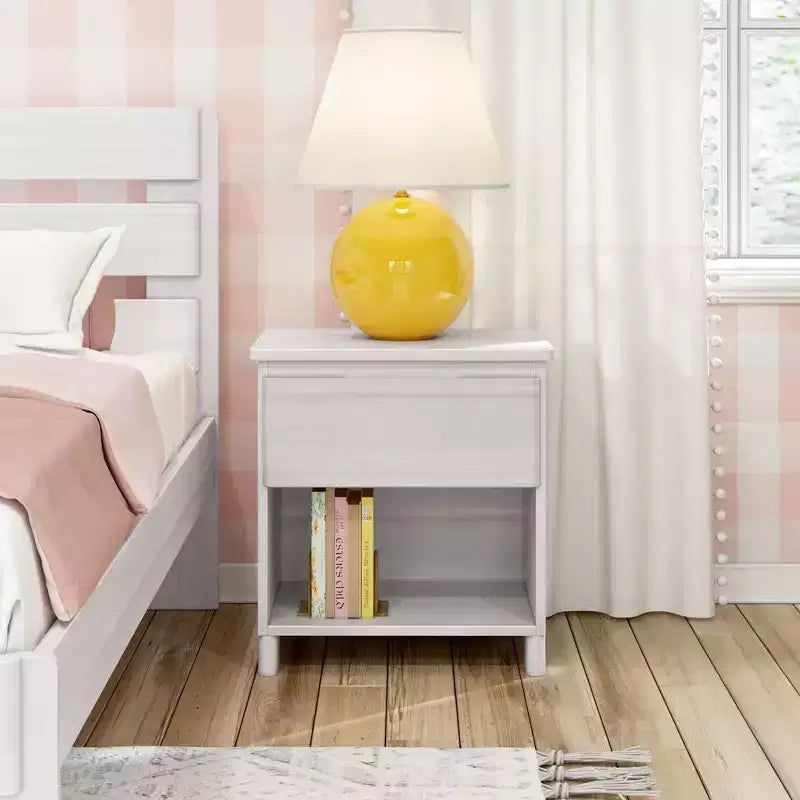 Max & Lily Nightstand, Solid Wood Bedside Side Tables with Storage Drawer for Bedroom