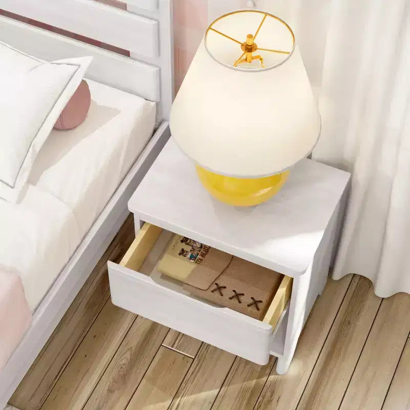 Max & Lily Nightstand, Solid Wood Bedside Side Tables with Storage Drawer for Bedroom