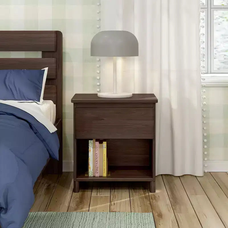 Max & Lily Nightstand, Solid Wood Bedside Side Tables with Storage Drawer for Bedroom