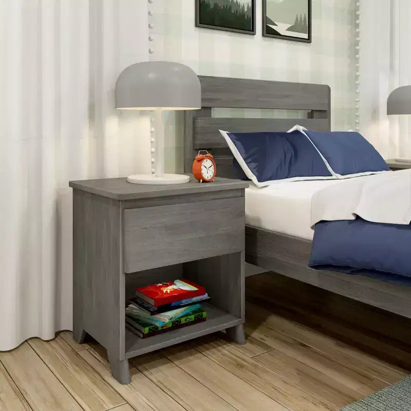 Max & Lily Nightstand, Solid Wood Bedside Side Tables with Storage Drawer for Bedroom