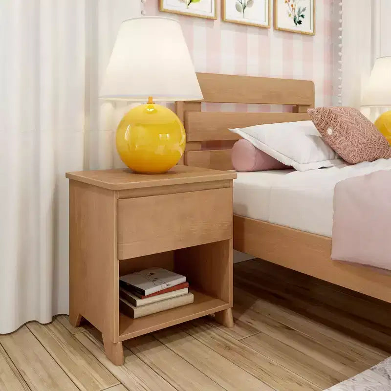 Max & Lily Nightstand, Solid Wood Bedside Side Tables with Storage Drawer for Bedroom