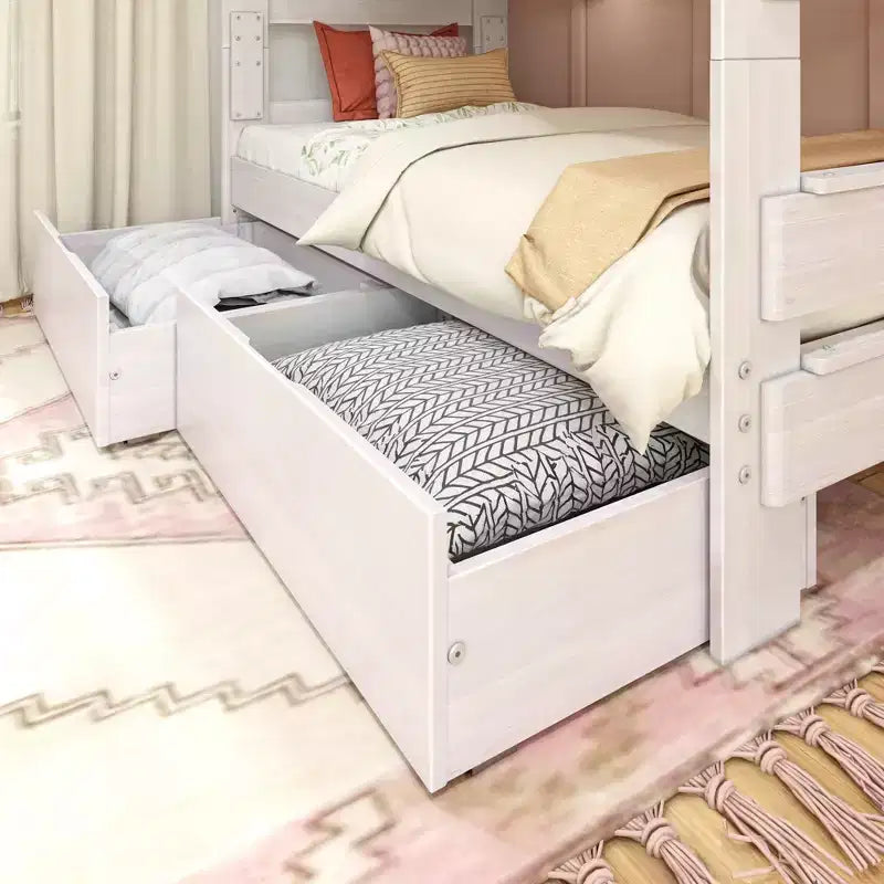 Max & Lily Solid Wood Modern Farmhouse Farmhouse Twin/Twin Bunk Bed with Storage Drawers