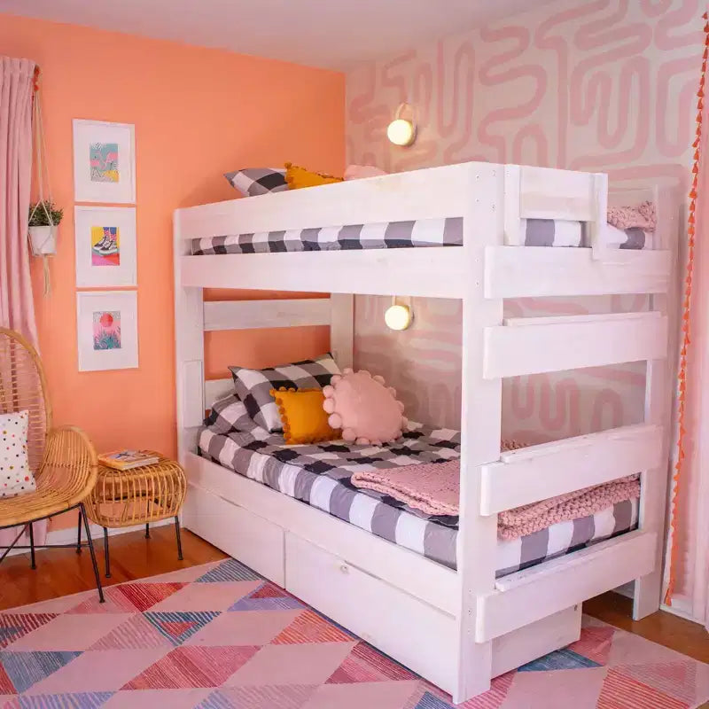 Max & Lily Solid Wood Modern Farmhouse Farmhouse Twin/Twin Bunk Bed with Storage Drawers