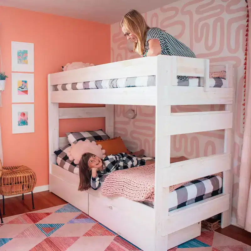 Max & Lily Solid Wood Modern Farmhouse Farmhouse Twin/Twin Bunk Bed with Storage Drawers