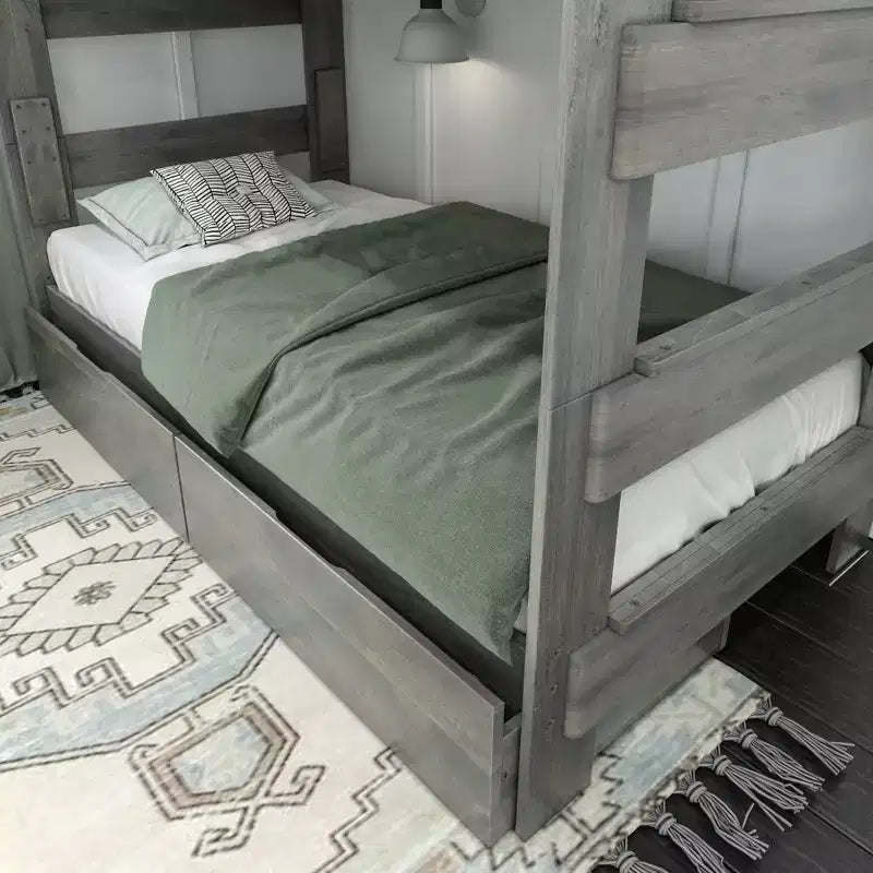 Max & Lily Solid Wood Modern Farmhouse Farmhouse Twin/Twin Bunk Bed with Storage Drawers