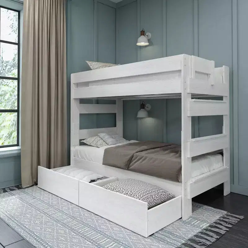 Max & Lily Solid Wood Modern Farmhouse Farmhouse Twin/Twin Bunk Bed with Storage Drawers