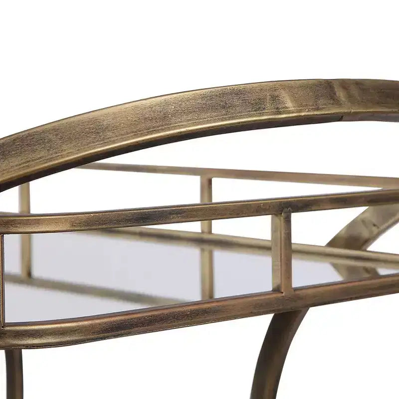 Uttermost Stassi 33 Wide Antiqued Gold Serving Bar Cart
