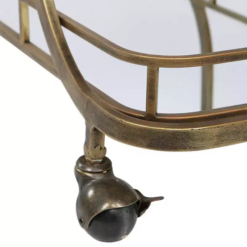 Uttermost Stassi 33 Wide Antiqued Gold Serving Bar Cart