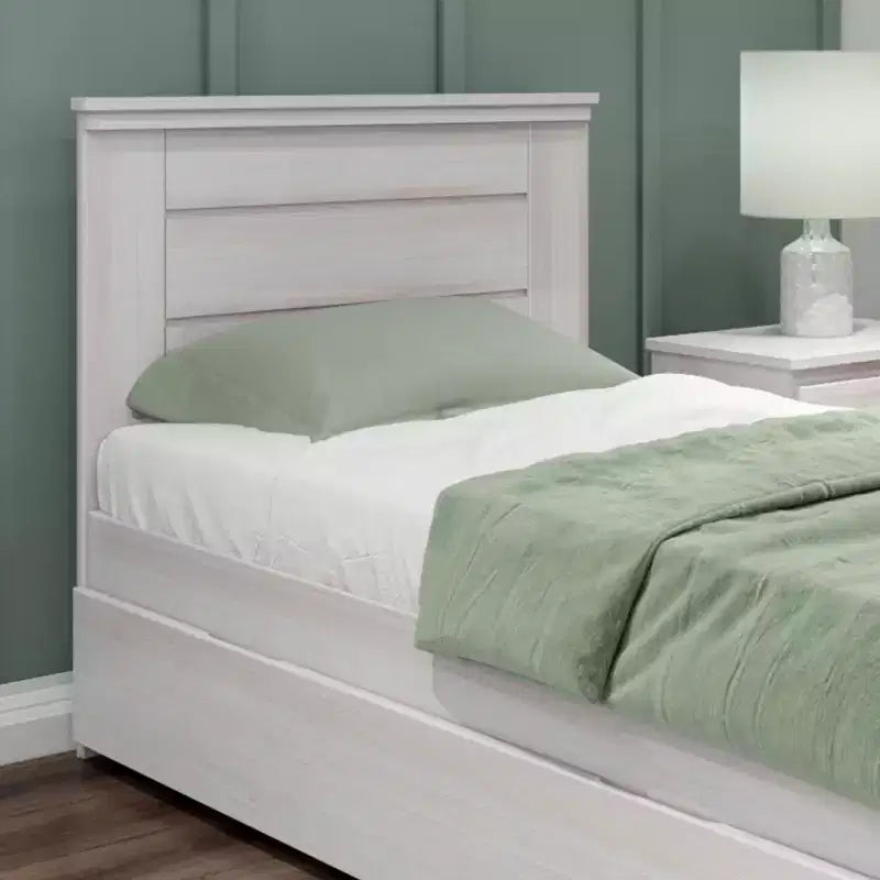 Max & Lily Twin Bed Frame with Plank Headboard and Trundle, Solid Wood Platform Bed