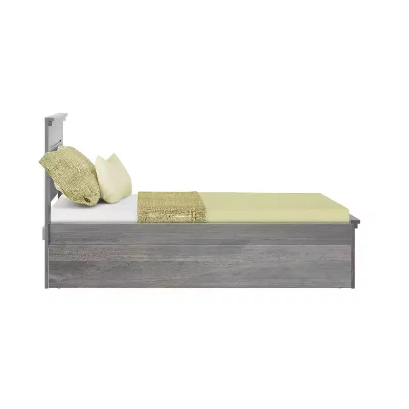 Max & Lily Twin Bed Frame with Plank Headboard and Trundle, Solid Wood Platform Bed