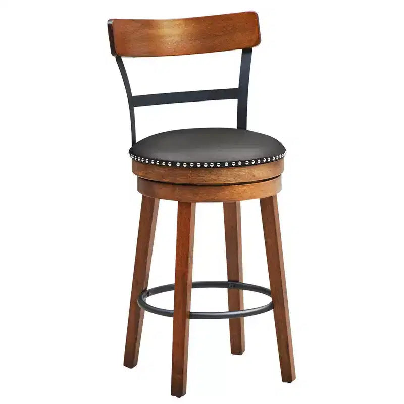 Costway Set of 2/4 BarStool 25.5'' Swivel Counter Height Dining Chair with Rubber Wood Legs