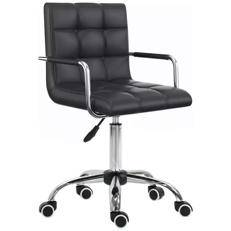 HOMCOM Modern Computer Desk Office Chair with Upholstered PU Leather, Adjustable Heights, Swivel 360 Wheels