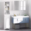 HOMCOM Tall Bathroom Storage Cabinet/Freestanding Linen Tower with 3-Tier Open Adjustable Shelf and Cupboard, White