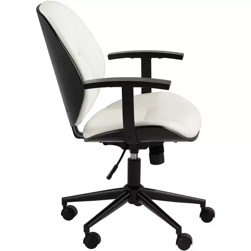 55 Downing Street Julian White Fabric and Steel Adjustable Swivel Office Chair