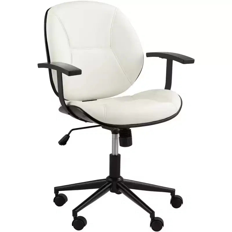 55 Downing Street Julian White Fabric and Steel Adjustable Swivel Office Chair