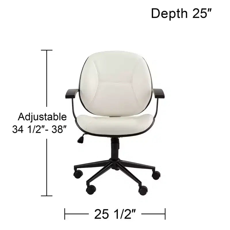 55 Downing Street Julian White Fabric and Steel Adjustable Swivel Office Chair