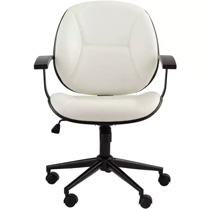 55 Downing Street Julian White Fabric and Steel Adjustable Swivel Office Chair