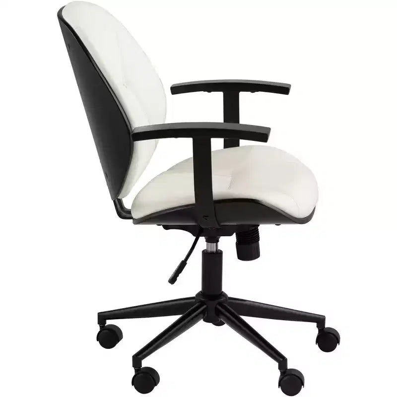 55 Downing Street Julian White Fabric and Steel Adjustable Swivel Office Chair