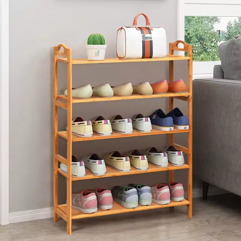 Costway 5-Tier Bamboo Shoe Rack FreeStanding Shoe Shelf Entryway Shoe Storage Organizer