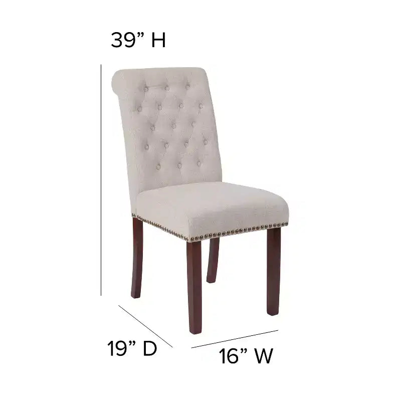 Merrick Lane Upholstered Parsons Chair with Nailhead Trim