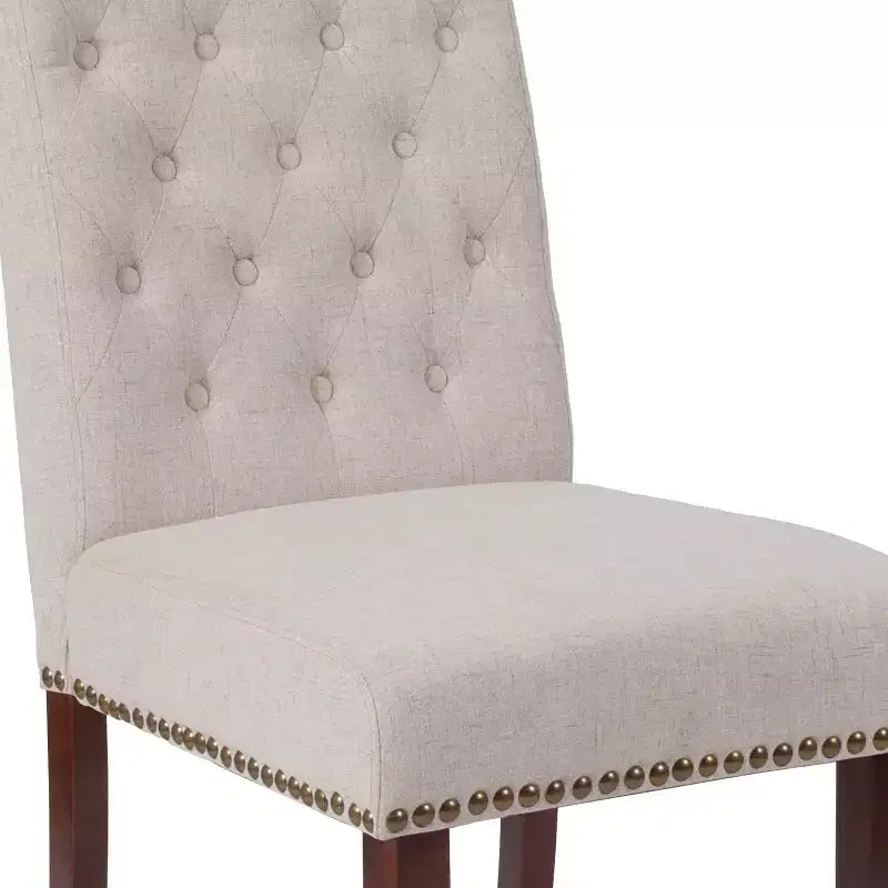 Merrick Lane Upholstered Parsons Chair with Nailhead Trim