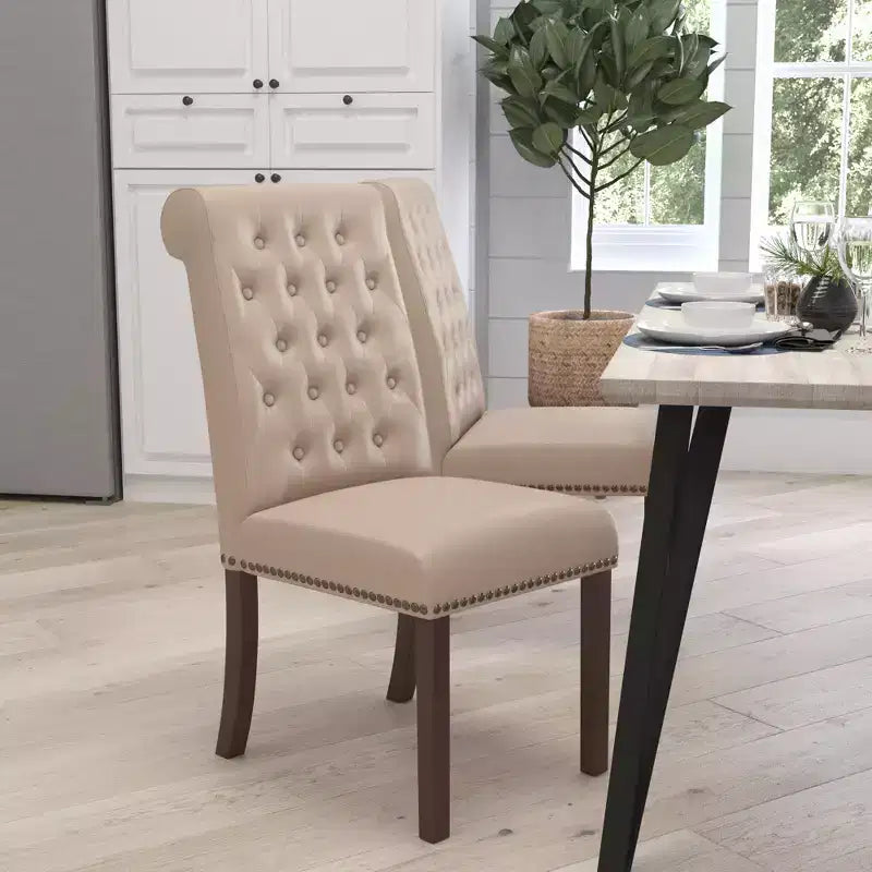 Merrick Lane Upholstered Parsons Chair with Nailhead Trim