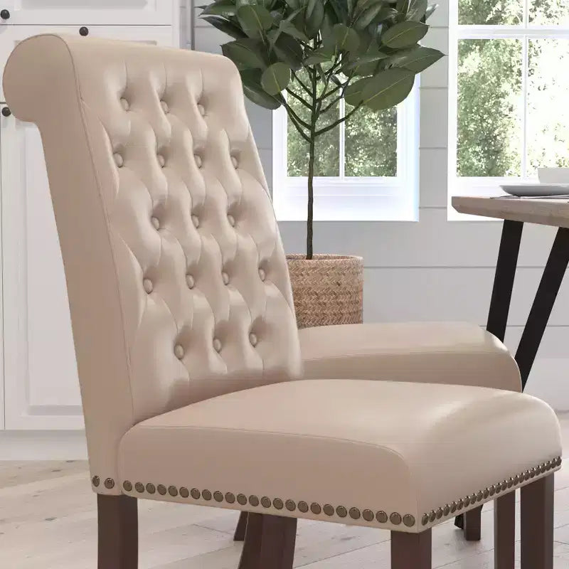 Merrick Lane Upholstered Parsons Chair with Nailhead Trim
