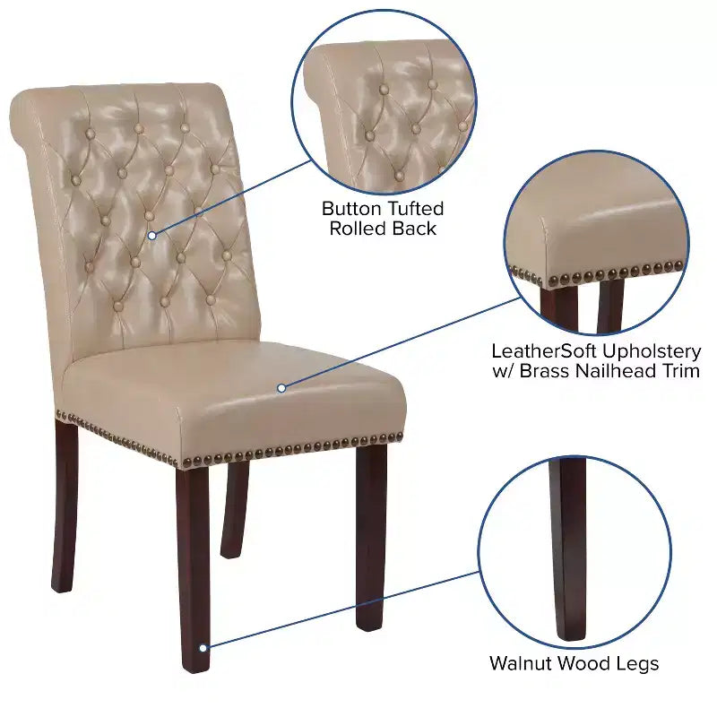 Merrick Lane Upholstered Parsons Chair with Nailhead Trim