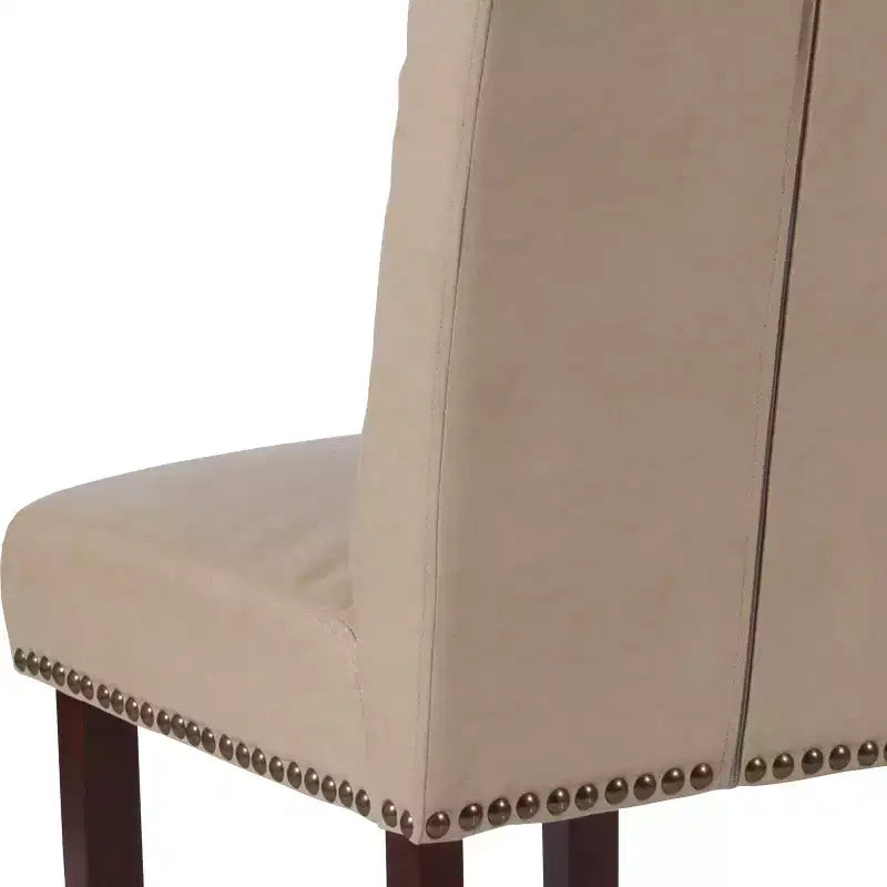 Merrick Lane Upholstered Parsons Chair with Nailhead Trim