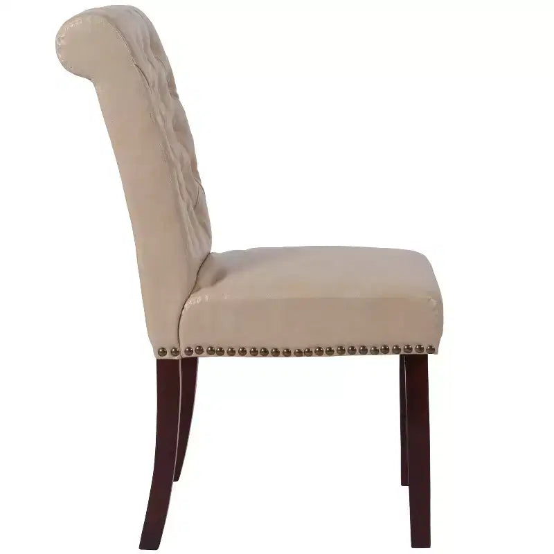 Merrick Lane Upholstered Parsons Chair with Nailhead Trim