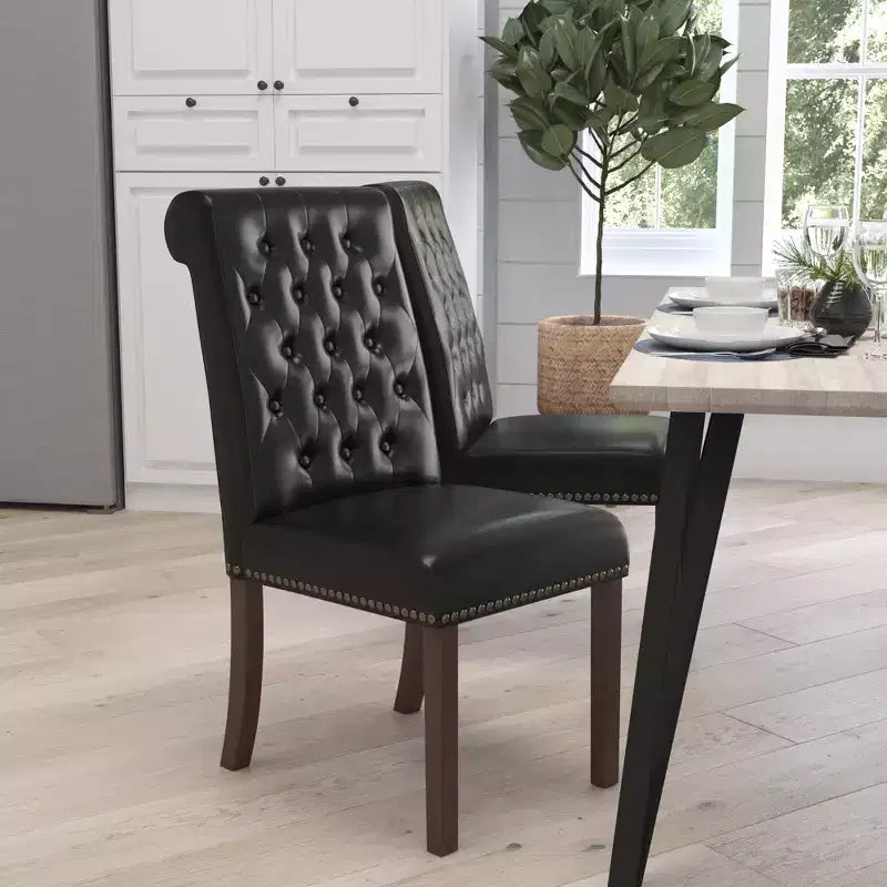 Merrick Lane Upholstered Parsons Chair with Nailhead Trim