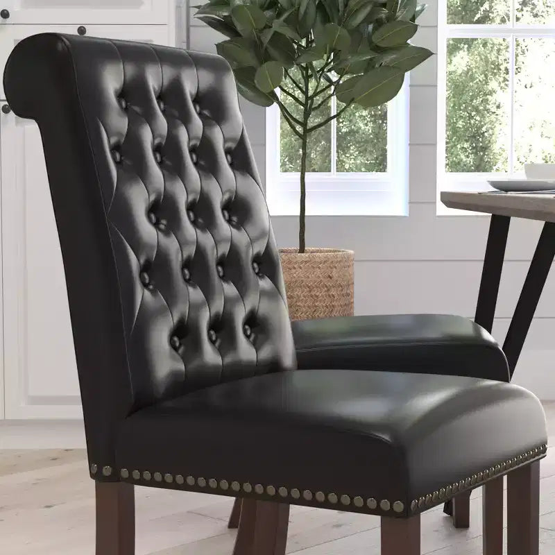 Merrick Lane Upholstered Parsons Chair with Nailhead Trim