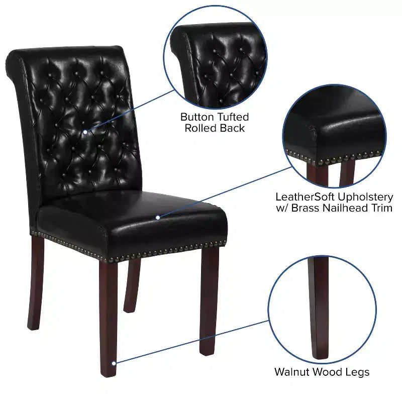 Merrick Lane Upholstered Parsons Chair with Nailhead Trim